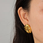 INS  18k gold-plated stainless steel irregular hammer  earrings for women, stylish and non-fading