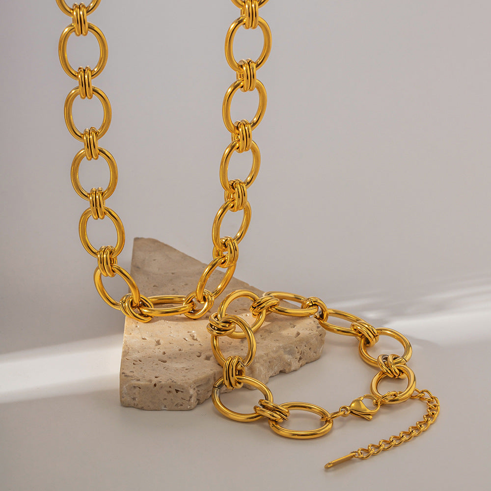 Tiffany-style 18K gold thick chain stainless steel bracelet  versatile titanium steel non-fading bracelet accessory