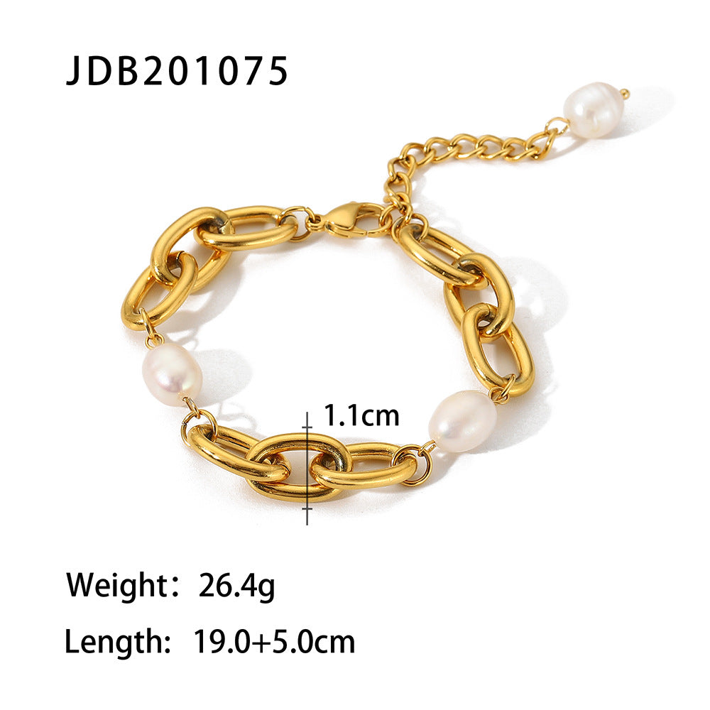 Stainless steel jewelry titanium steel does not fade pearl bracelet accessories gold-plated niche luxury bracelet