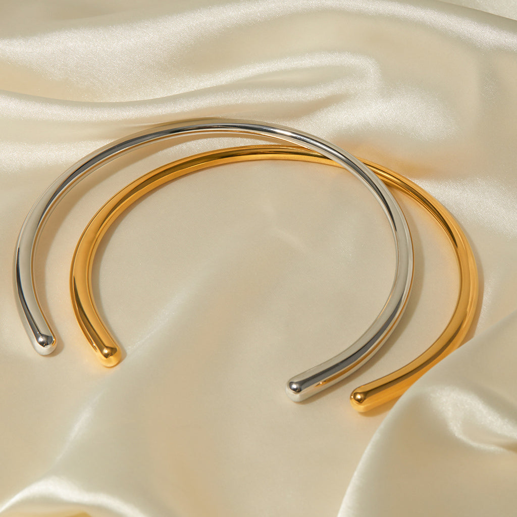Minimalist open cuff choker gold necklace for women
