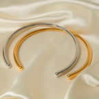 Minimalist open cuff choker gold necklace for women