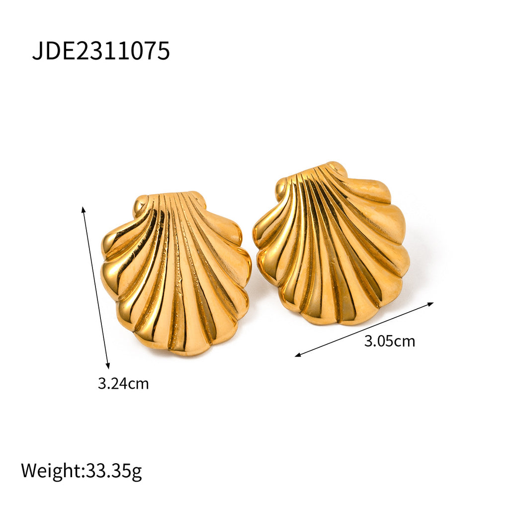 Earrings Gold Shell Stainless Steel Summer Women's Beach Fashion Jewelry