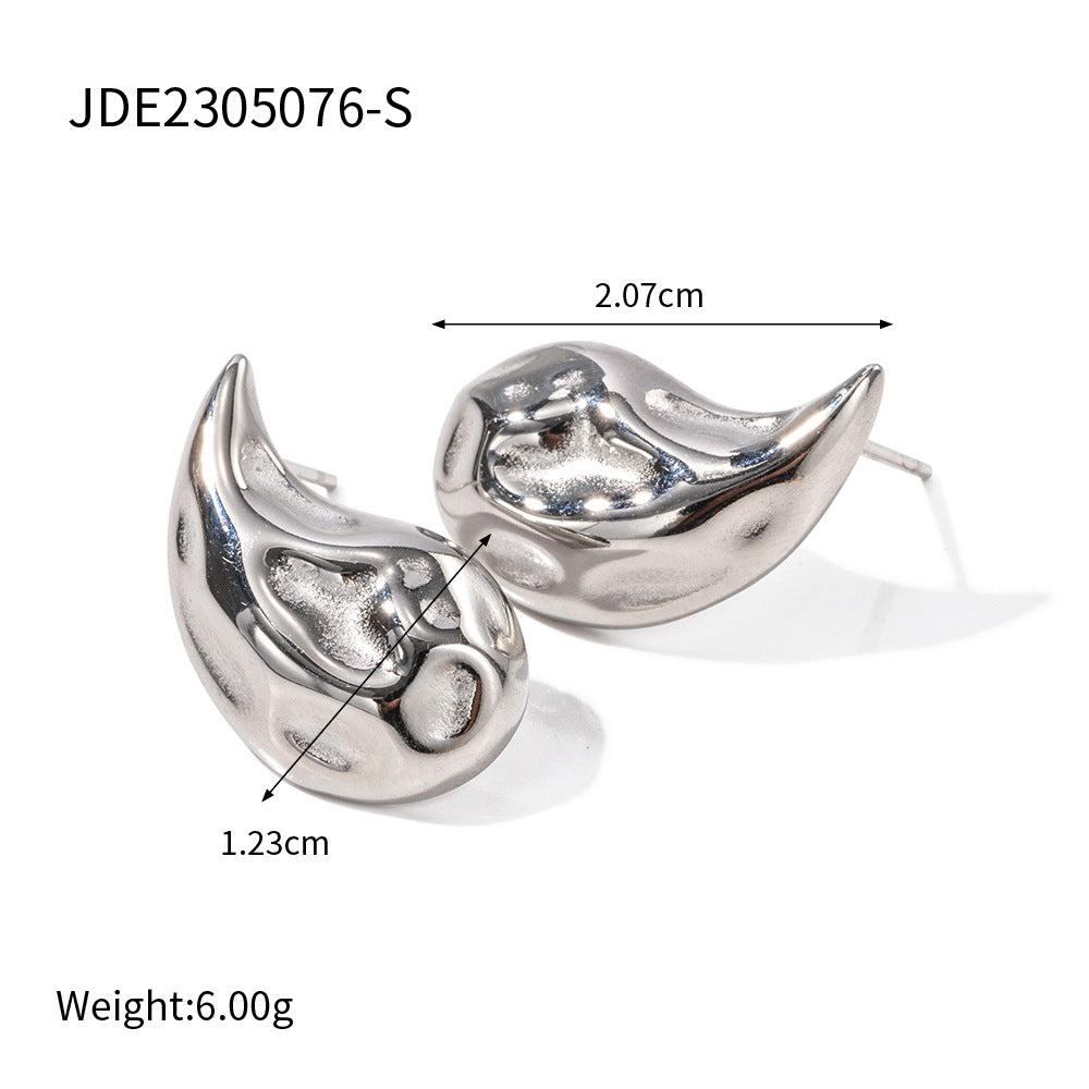 Statement Earrings Set: Gold & Silver Textured Studs, Hoop Styles