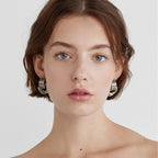 Elegant gold and silver mixed-color stainless steel earrings for women, 18k gold threaded winding simple titanium steel circle earrings