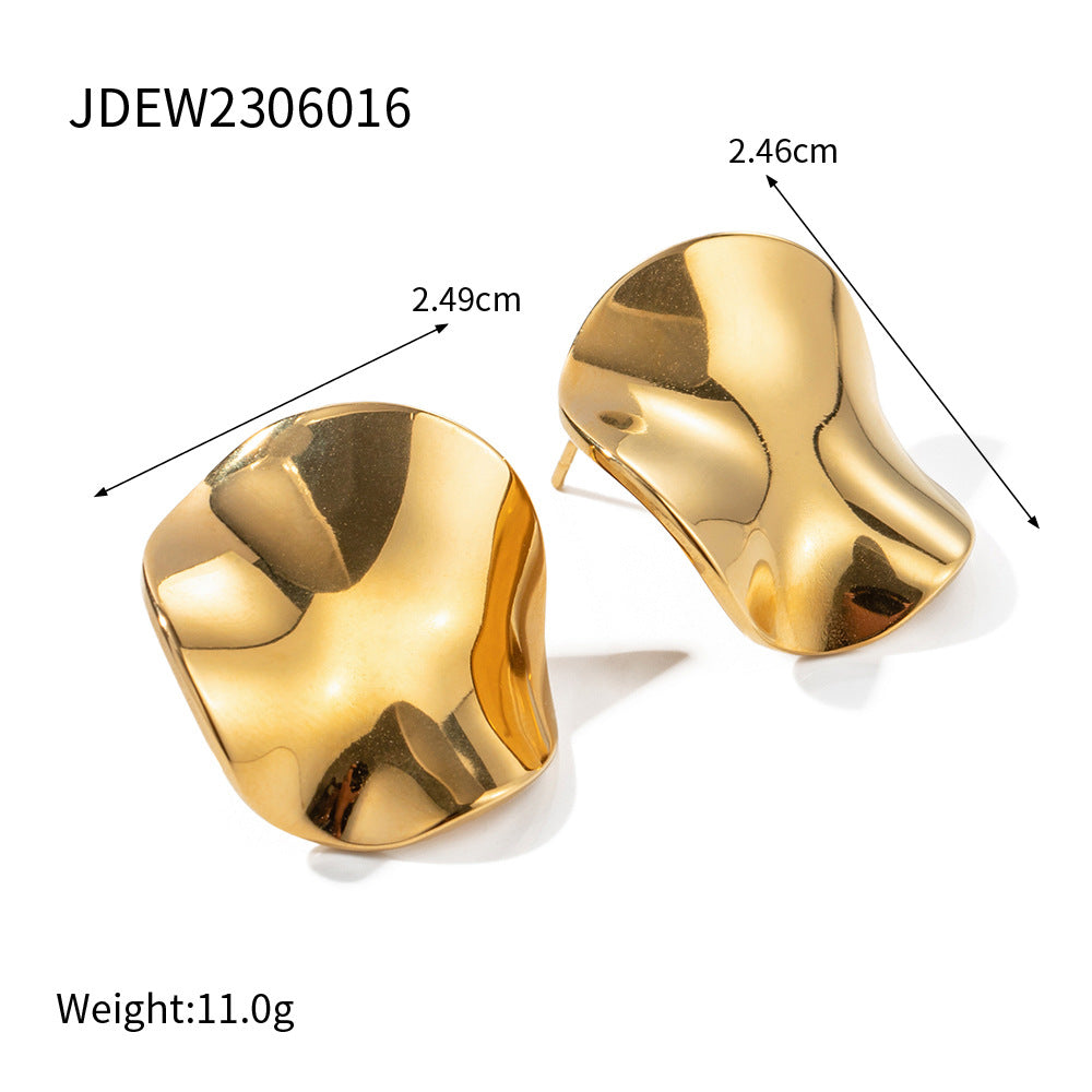 Gold Stud Earrings – Titanium Steel 18k Plated, Modern Minimalist Women’s Earrings