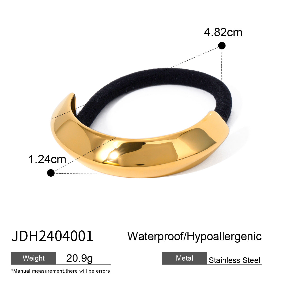 Metal Geometric Hair Ties | Gold & Silver Plated Ponytail Holders, Non-slip Elastic Scrunchies for Women