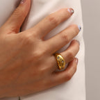 Ring Chunky Vintage Celestial Gold Tone Star Fashion for Women