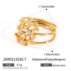 premium 18k gold plated stackable zircon stainless steel ring set crafted for modern everyday elegance