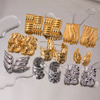 Statement Earrings Textured C-Hoop Silver