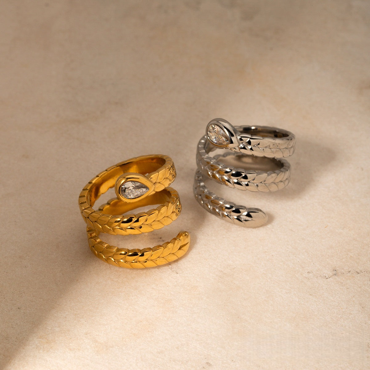 Snake Ring Gold Tone Zircon Fashion Ring